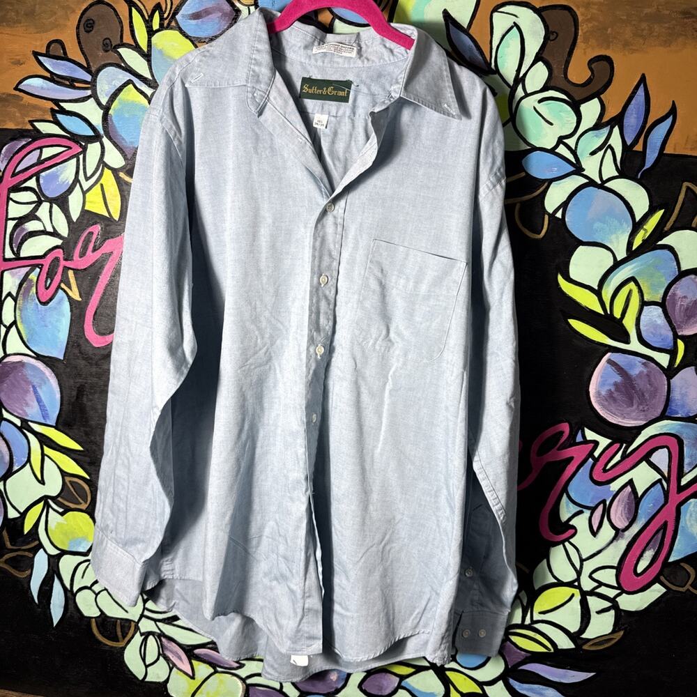 Men’s Sutter & Grant Button Down Oxford Shirt, Blue, 16.5 34/35